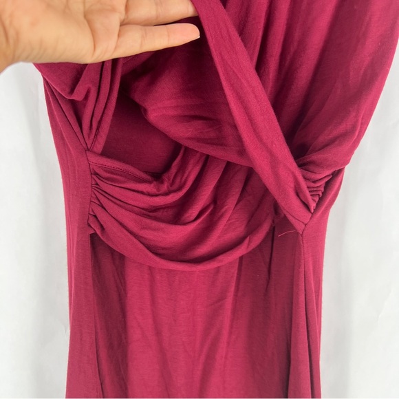 Kindred Bravely Burgundy Cross Front V-Neck Nursing Midi Dress Soft Modal XS - Picture 5 of 10